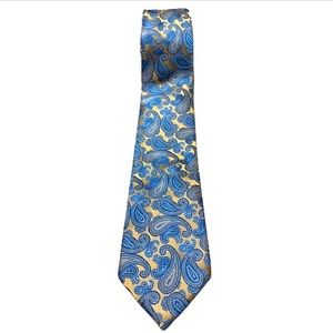Bergamo New York Blue & Gold Paisley Neck Tie – 100% Polyester